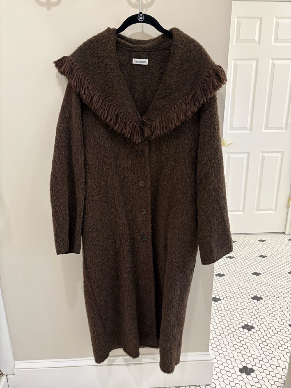 Vintage Barry Bricken Fringe Wool Blend Duster Cardigan Coat | Boho Western OSFM